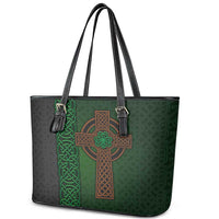 Ireland Celtic Knot and Clover Design Leather Tote Bag