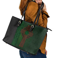 Ireland Celtic Knot and Clover Design Leather Tote Bag