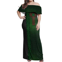 Ireland Celtic Knot and Clover Design Off Shoulder Maxi Dress