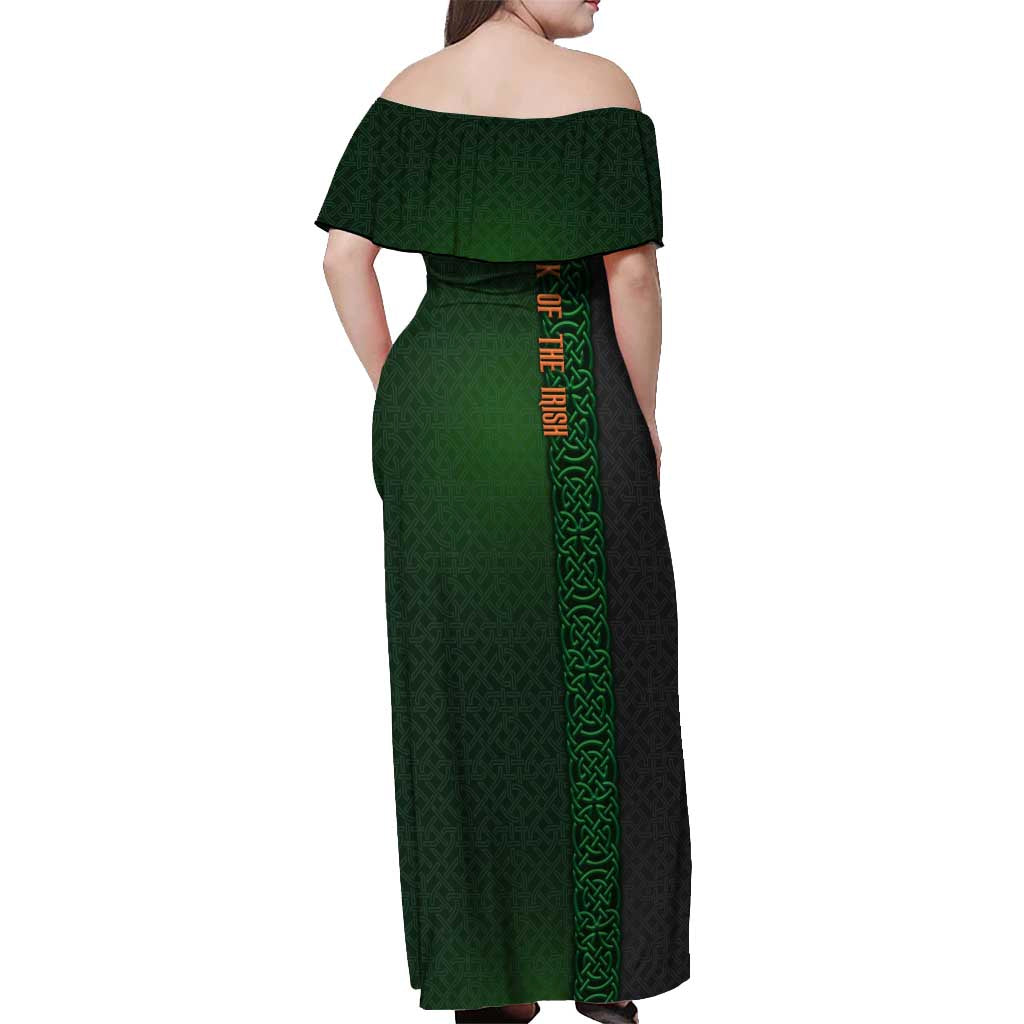 Ireland Celtic Knot and Clover Design Off Shoulder Maxi Dress
