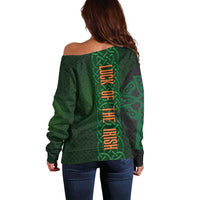 Ireland Celtic Knot and Clover Design Off Shoulder Sweater
