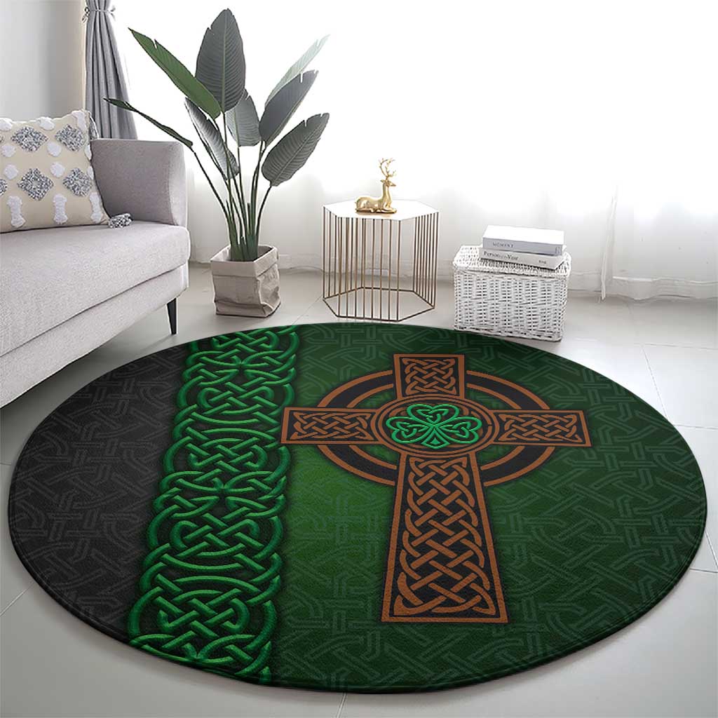Ireland Celtic Knot and Clover Design Round Carpet