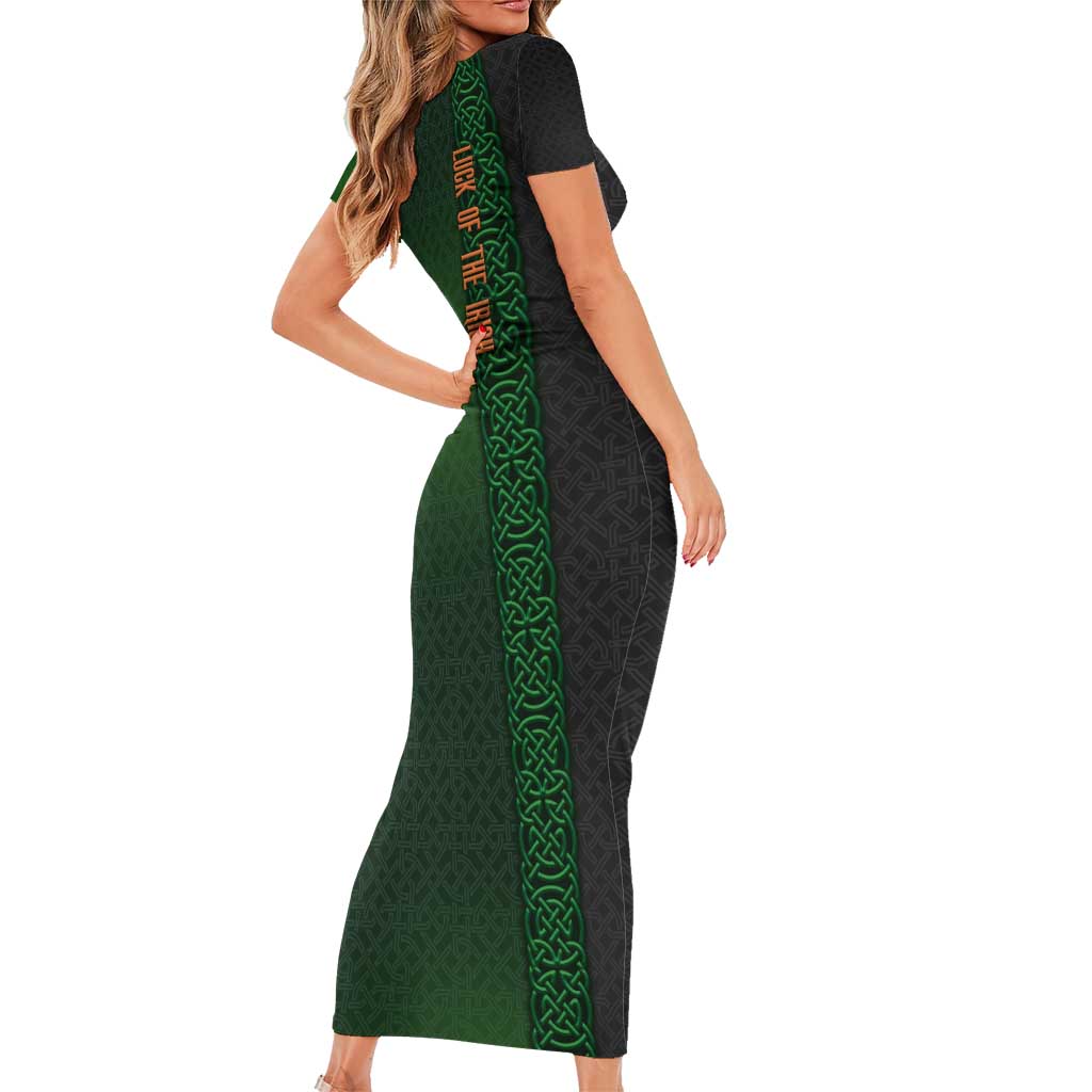 Ireland Celtic Knot and Clover Design Short Sleeve Bodycon Dress