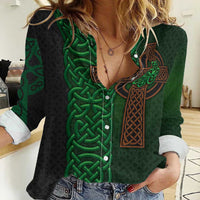 Ireland Celtic Knot and Clover Design Women Casual Shirt