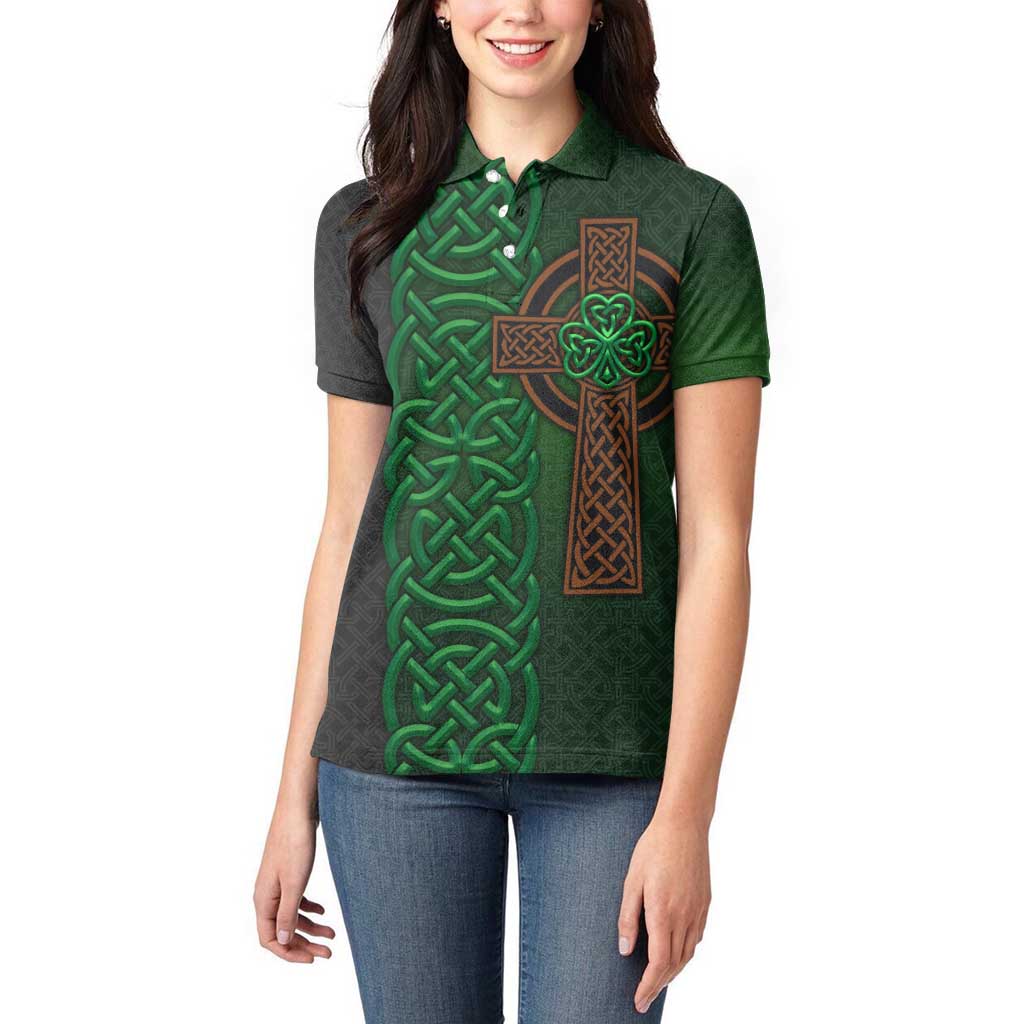 Ireland Celtic Knot and Clover Design Women Polo Shirt