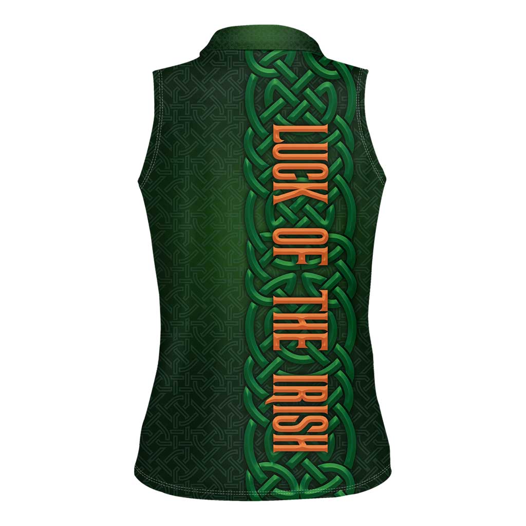 Ireland Celtic Knot and Clover Design Women Sleeveless Polo Shirt