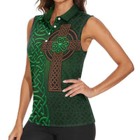 Ireland Celtic Knot and Clover Design Women Sleeveless Polo Shirt