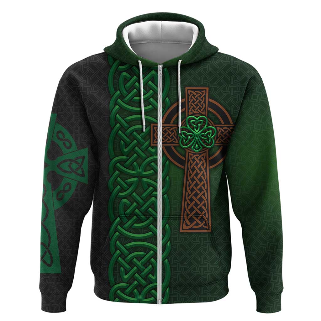 Ireland Celtic Knot and Clover Design Zip Hoodie