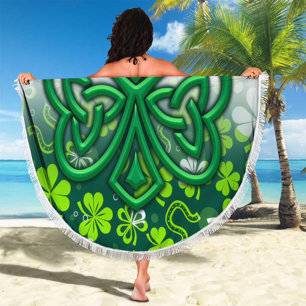 Celtic Knot and Clover Ireland - Inspired Design Beach Blanket