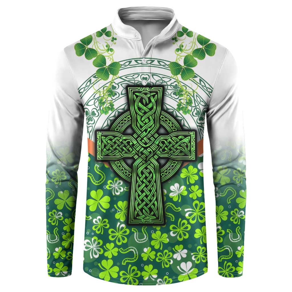 Celtic Knot and Clover Ireland - Inspired Design Button Sweatshirt