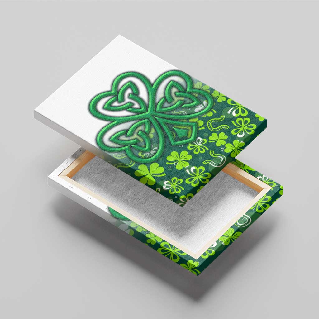 Celtic Knot and Clover Ireland - Inspired Design Canvas Wall Art