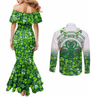 Celtic Knot and Clover Ireland - Inspired Design Couples Matching Mermaid Dress and Long Sleeve Button Shirt