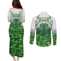 Celtic Knot and Clover Ireland - Inspired Design Couples Matching Puletasi and Long Sleeve Button Shirt