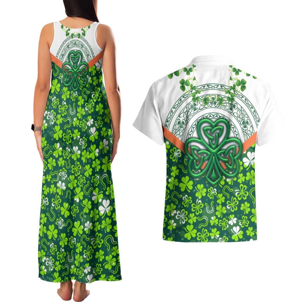Celtic Knot and Clover Ireland - Inspired Design Couples Matching Tank Maxi Dress and Hawaiian Shirt