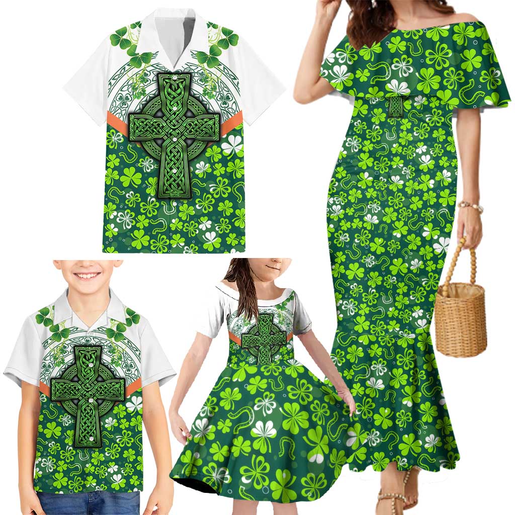 Celtic Knot and Clover Ireland - Inspired Design Family Matching Mermaid Dress and Hawaiian Shirt
