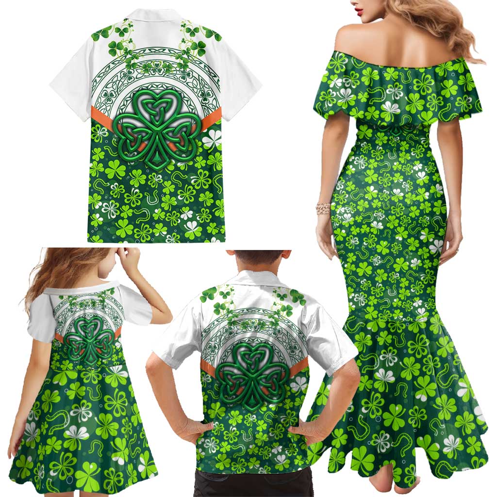 Celtic Knot and Clover Ireland - Inspired Design Family Matching Mermaid Dress and Hawaiian Shirt