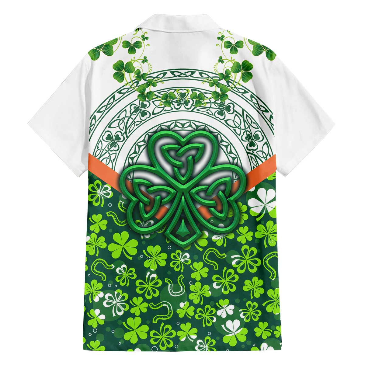 Celtic Knot and Clover Ireland - Inspired Design Family Matching Off The Shoulder Long Sleeve Dress and Hawaiian Shirt
