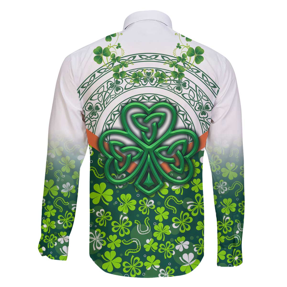 Celtic Knot and Clover Ireland - Inspired Design Family Matching Off The Shoulder Long Sleeve Dress and Hawaiian Shirt