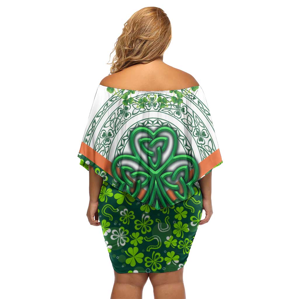 Celtic Knot and Clover Ireland - Inspired Design Family Matching Off Shoulder Short Dress and Hawaiian Shirt