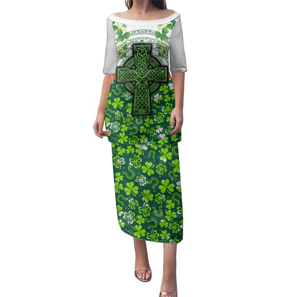 Celtic Knot and Clover Ireland - Inspired Design Family Matching Puletasi and Hawaiian Shirt