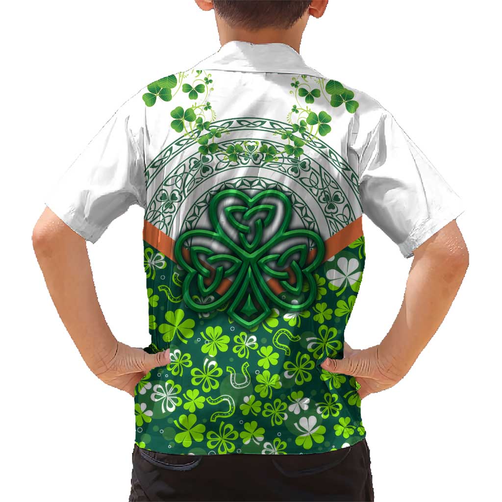 Celtic Knot and Clover Ireland - Inspired Design Family Matching Short Sleeve Bodycon Dress and Hawaiian Shirt