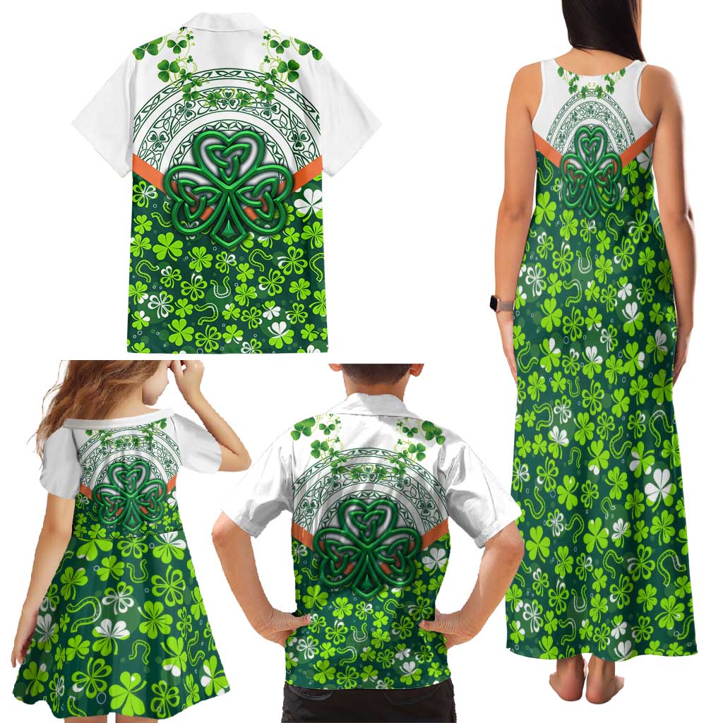 Celtic Knot and Clover Ireland - Inspired Design Family Matching Tank Maxi Dress and Hawaiian Shirt
