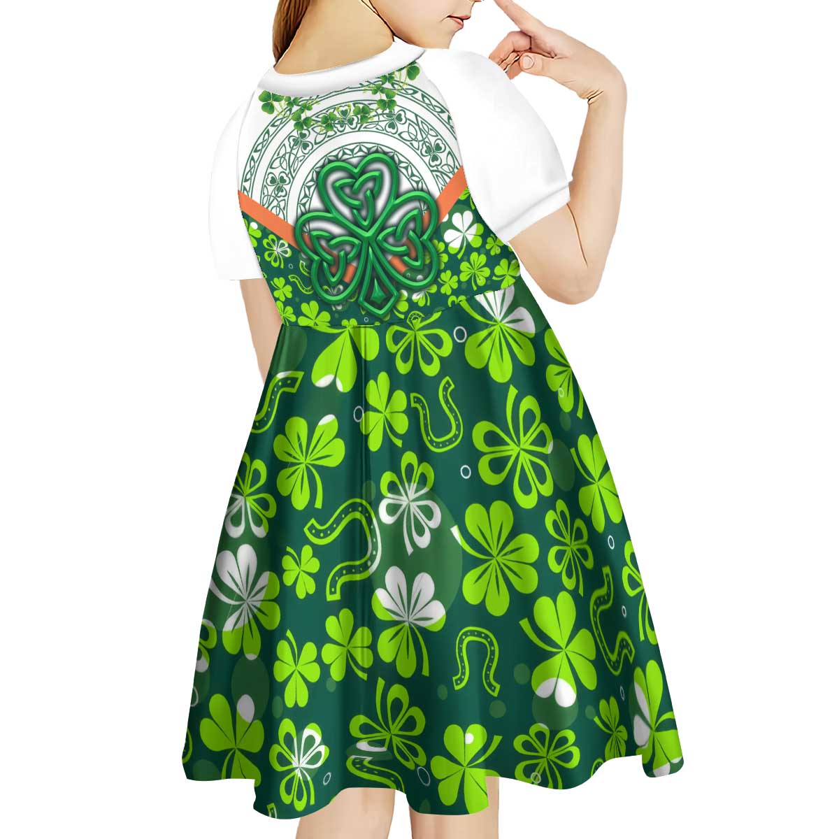 Celtic Knot and Clover Ireland - Inspired Design Kid Short Sleeve Dress