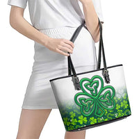 Celtic Knot and Clover Ireland - Inspired Design Leather Tote Bag