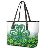 Celtic Knot and Clover Ireland - Inspired Design Leather Tote Bag