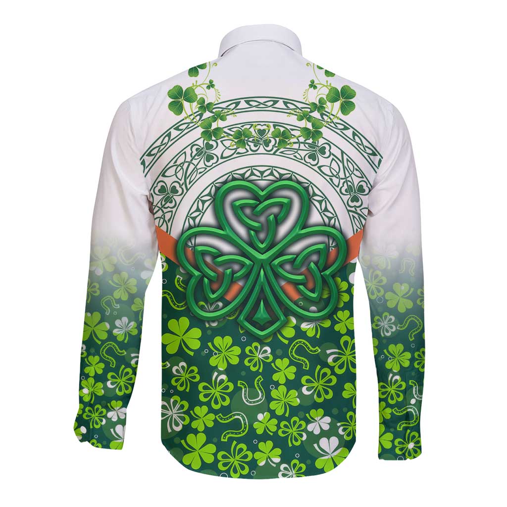Celtic Knot and Clover Ireland - Inspired Design Long Sleeve Button Shirt