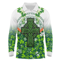 Celtic Knot and Clover Ireland - Inspired Design Long Sleeve Polo Shirt