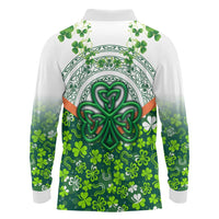 Celtic Knot and Clover Ireland - Inspired Design Long Sleeve Polo Shirt