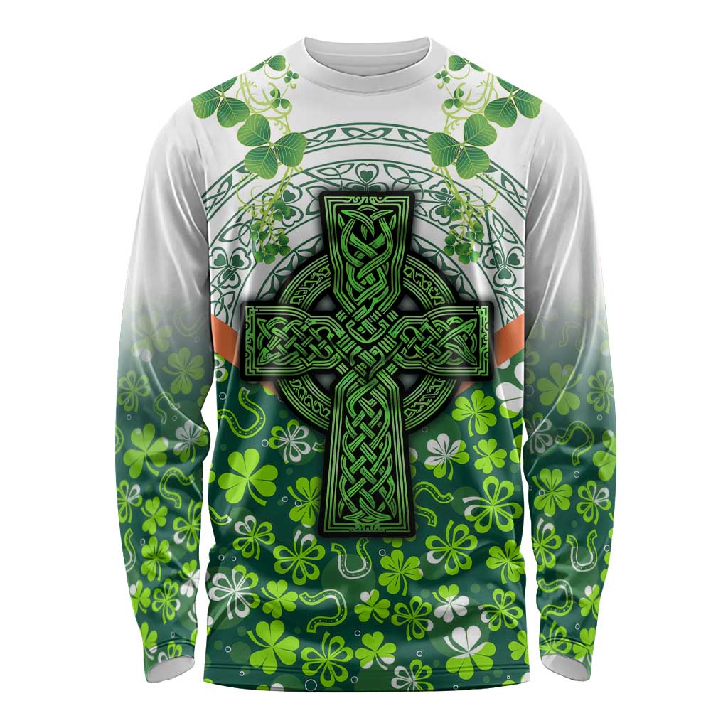 Celtic Knot and Clover Ireland - Inspired Design Long Sleeve Shirt