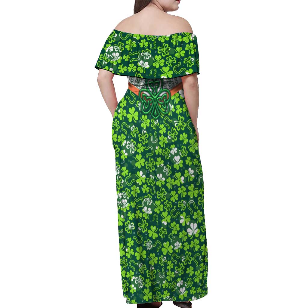Celtic Knot and Clover Ireland - Inspired Design Off Shoulder Maxi Dress