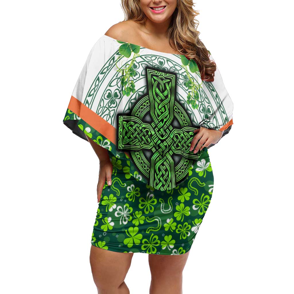 Celtic Knot and Clover Ireland - Inspired Design Off Shoulder Short Dress