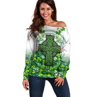 Celtic Knot and Clover Ireland - Inspired Design Off Shoulder Sweater
