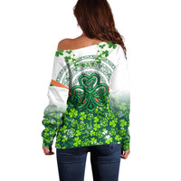 Celtic Knot and Clover Ireland - Inspired Design Off Shoulder Sweater