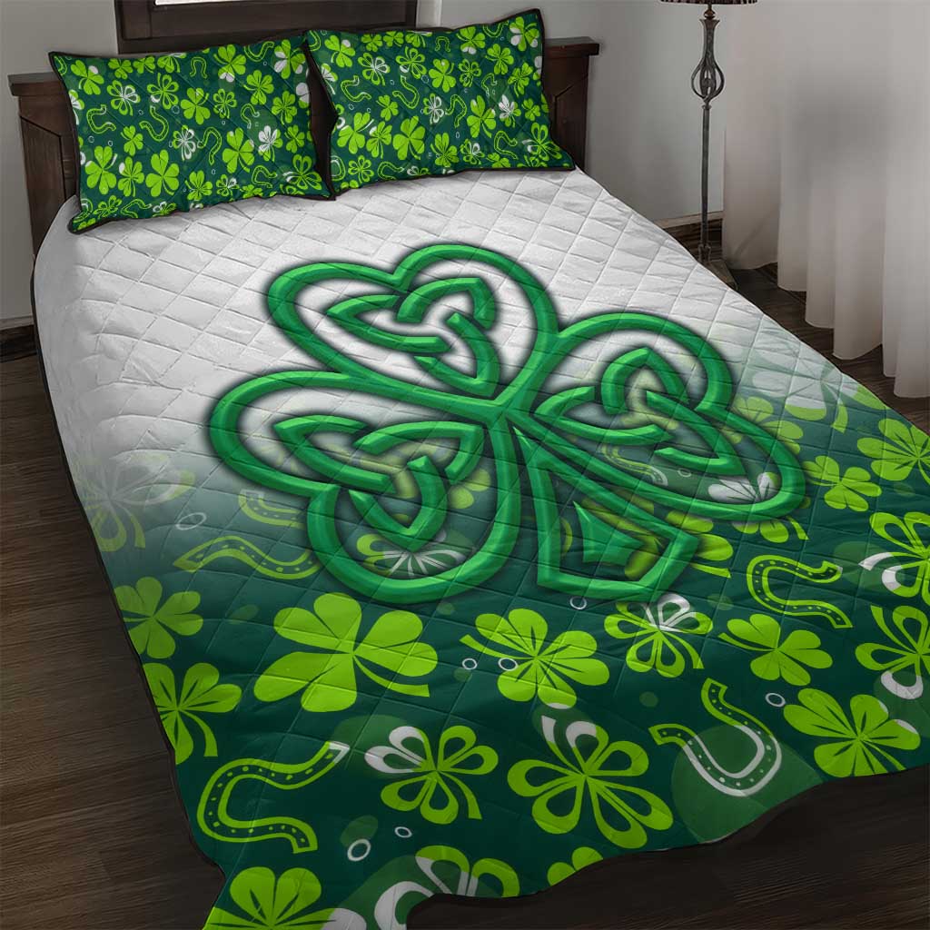 Celtic Knot and Clover Ireland - Inspired Design Quilt Bed Set