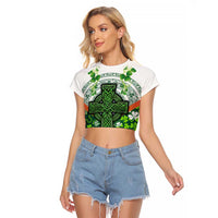 Celtic Knot and Clover Ireland - Inspired Design Raglan Cropped T Shirt