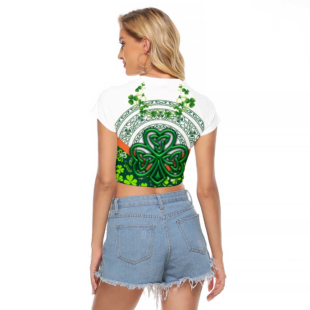 Celtic Knot and Clover Ireland - Inspired Design Raglan Cropped T Shirt