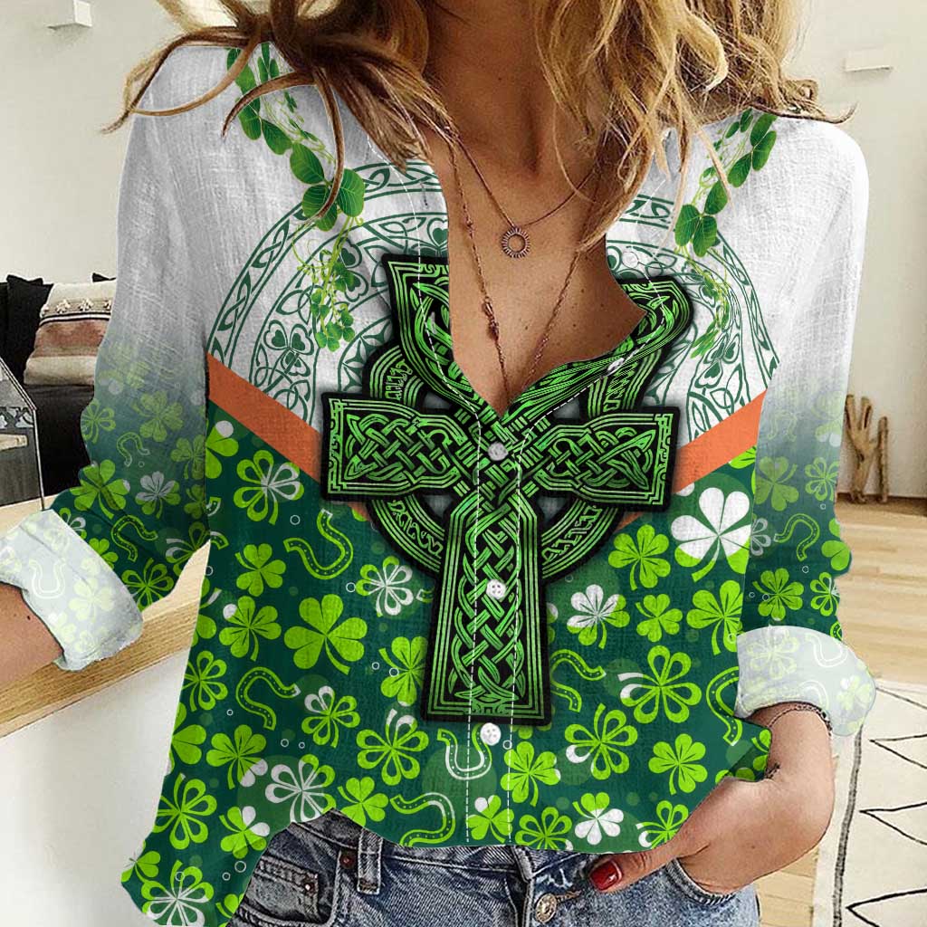 Celtic Knot and Clover Ireland - Inspired Design Women Casual Shirt