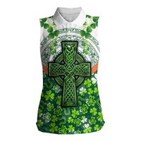 Celtic Knot and Clover Ireland - Inspired Design Women Sleeveless Polo Shirt