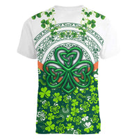 Celtic Knot and Clover Ireland - Inspired Design Women V-Neck T-Shirt