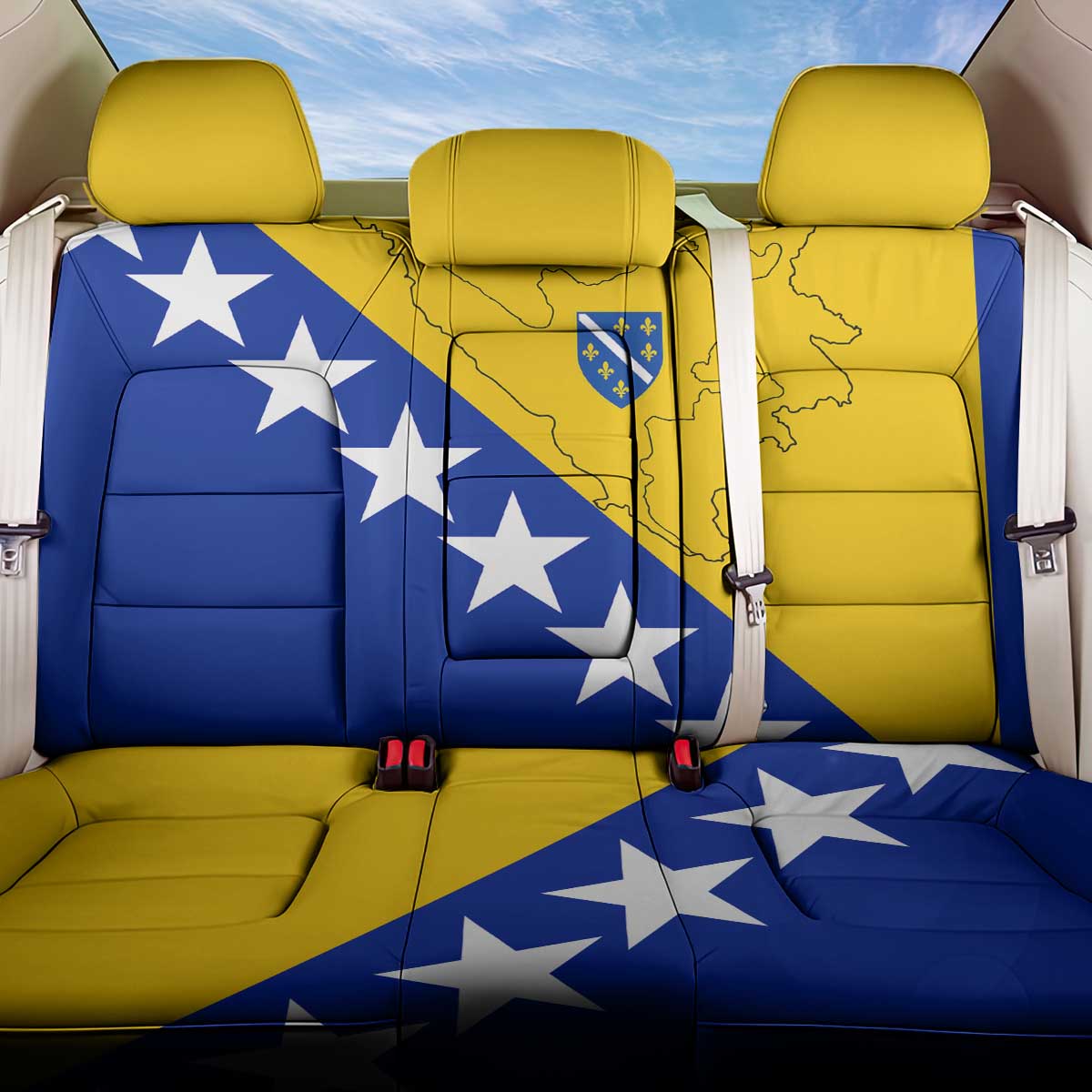 Bosnia and Herzegovina Back Car Seat Cover Flag and Coat of Arms Hoodie – Unique Combination Design