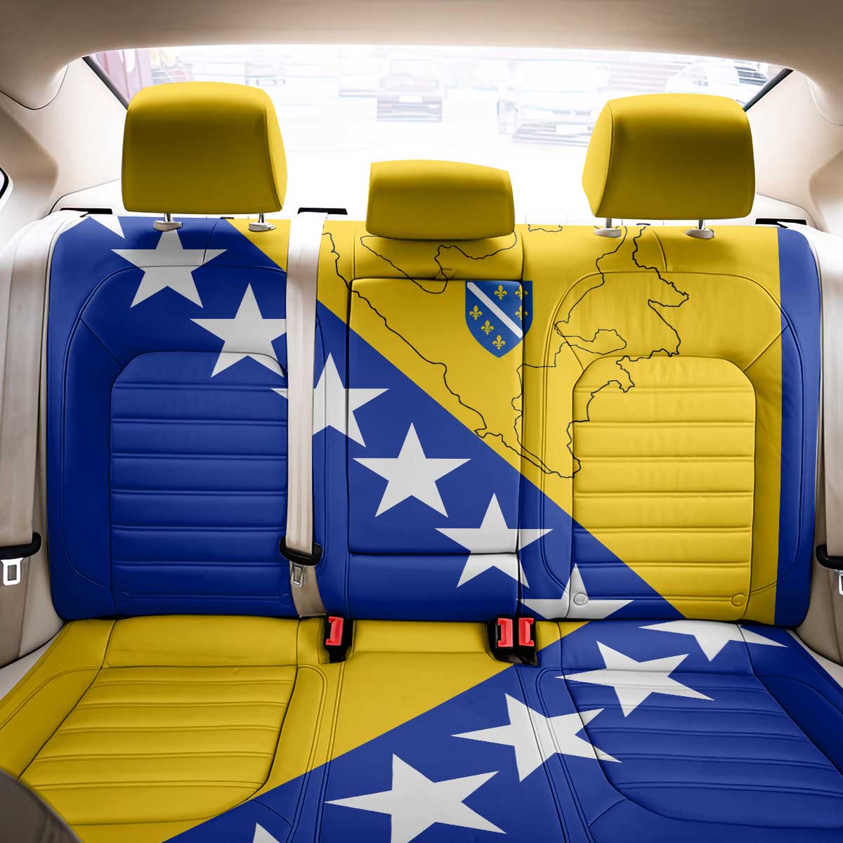 Bosnia and Herzegovina Back Car Seat Cover Flag and Coat of Arms Hoodie – Unique Combination Design