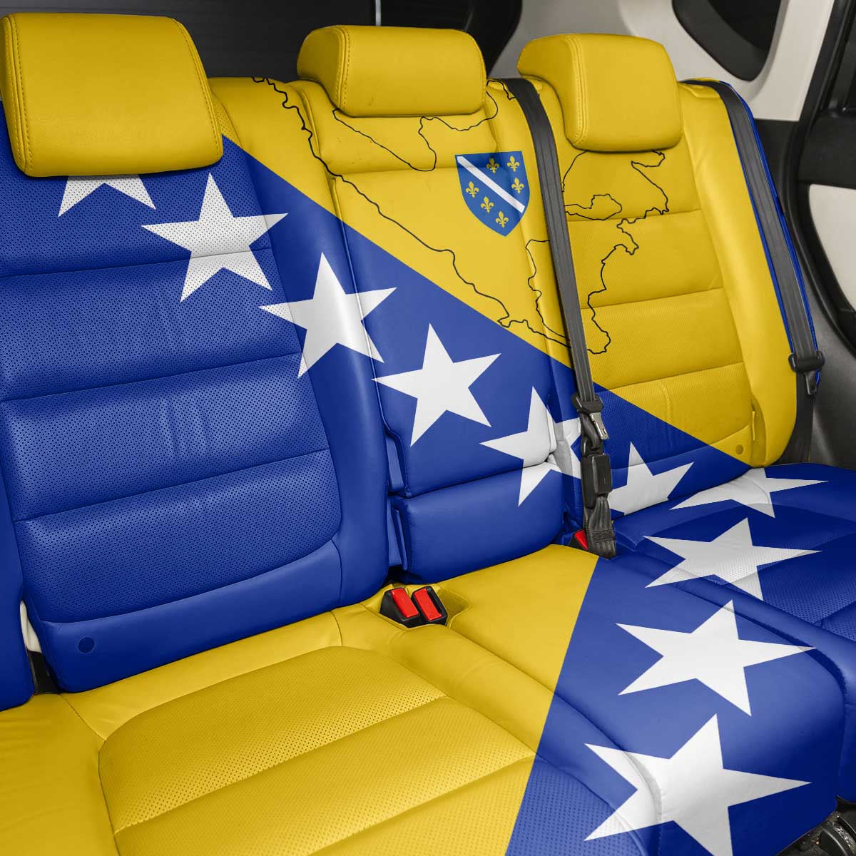 Bosnia and Herzegovina Back Car Seat Cover Flag and Coat of Arms Hoodie – Unique Combination Design