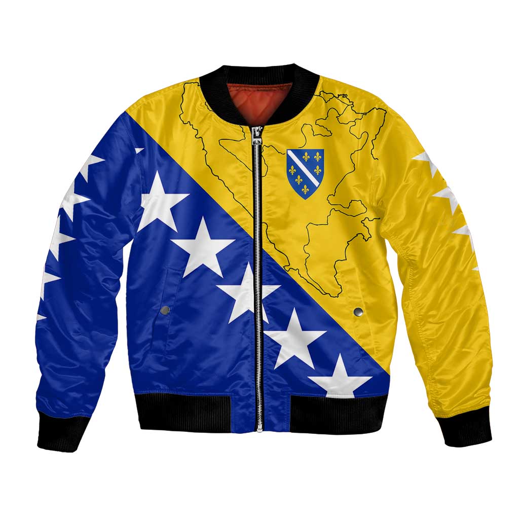Bosnia and Herzegovina Bomber Jacket Flag and Coat of Arms Hoodie – Unique Combination Design