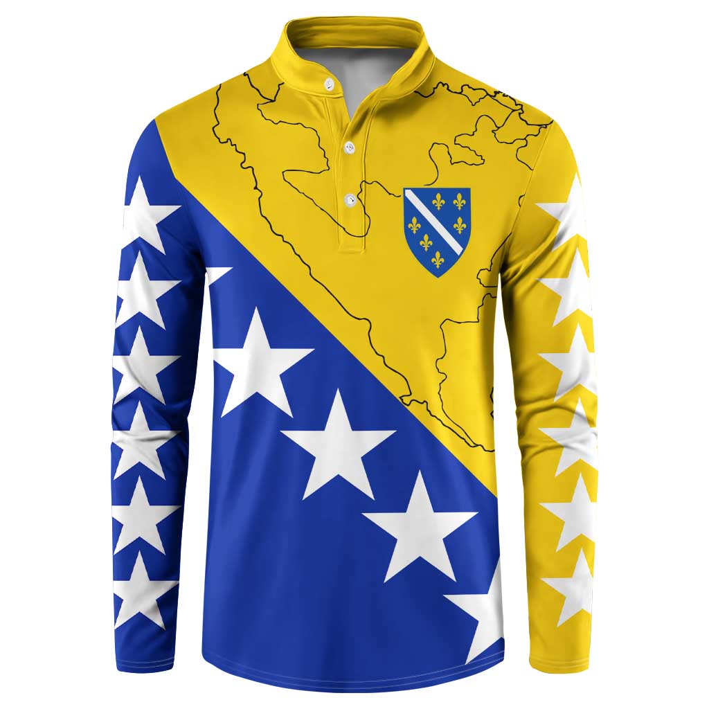 Bosnia and Herzegovina Button Sweatshirt Flag and Coat of Arms Hoodie – Unique Combination Design