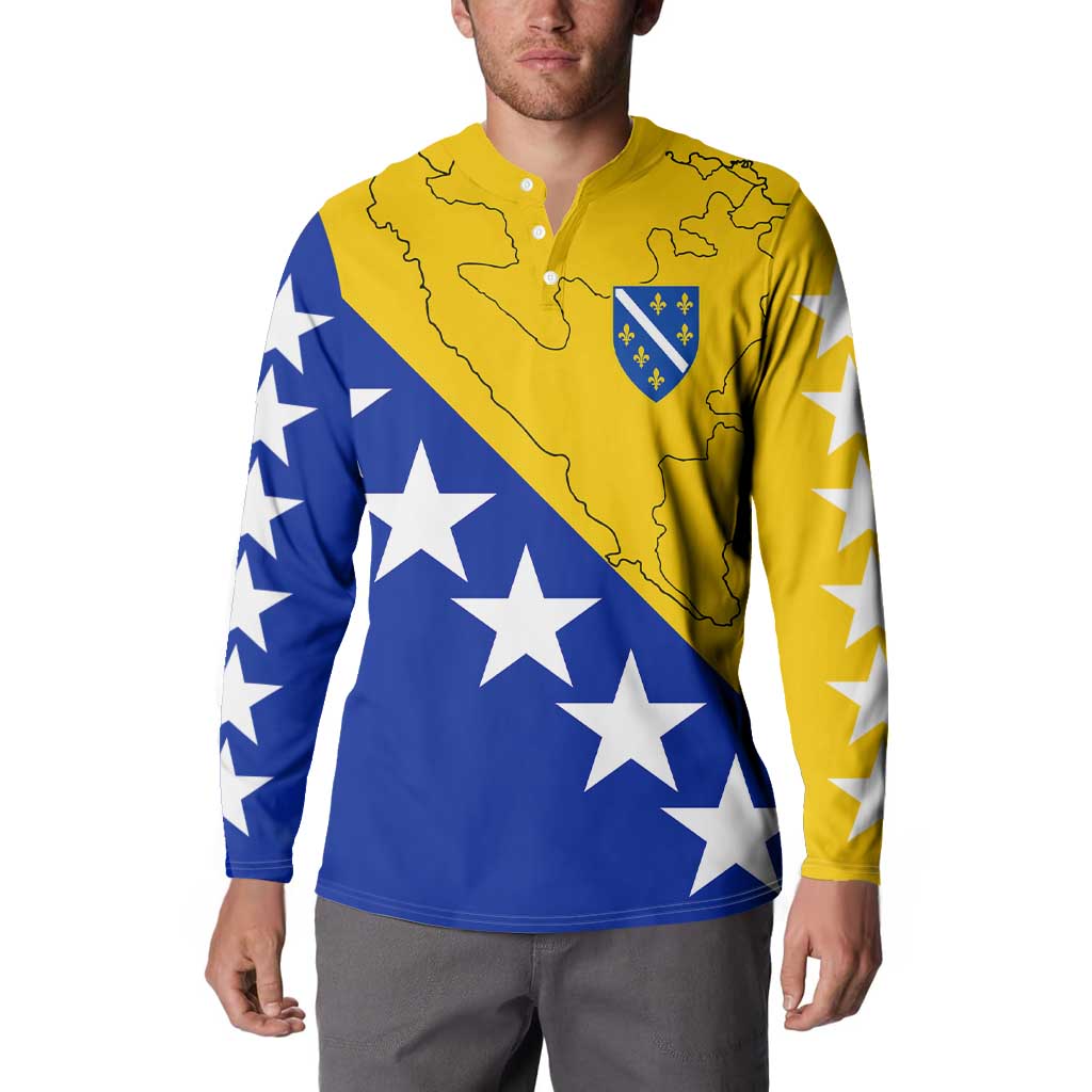 Bosnia and Herzegovina Button Sweatshirt Flag and Coat of Arms Hoodie – Unique Combination Design