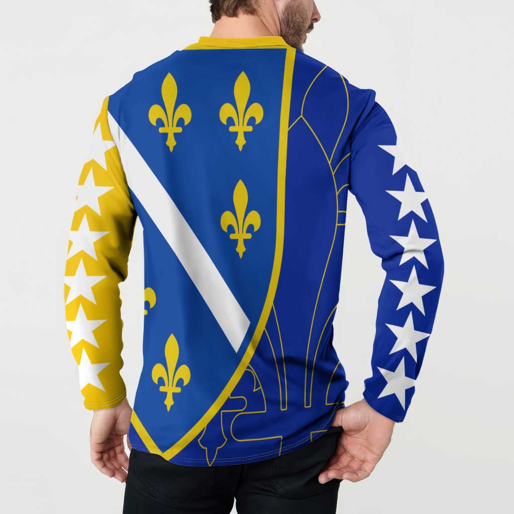 Bosnia and Herzegovina Button Sweatshirt Flag and Coat of Arms Hoodie – Unique Combination Design